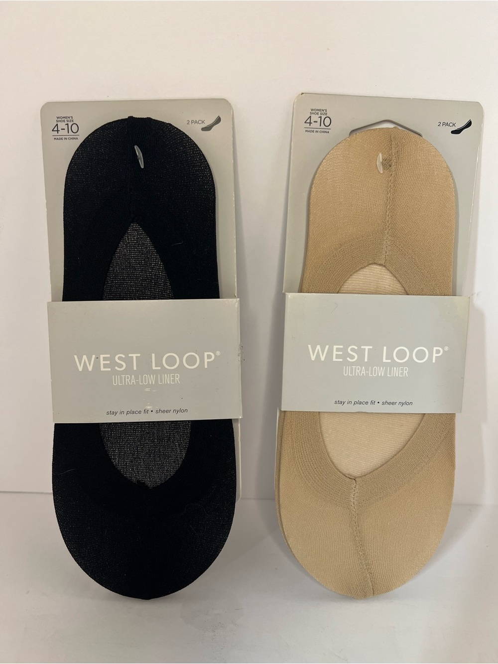 west loop No-Show Ultra-Low Liner Socks - Black & Beige (2 Pack)